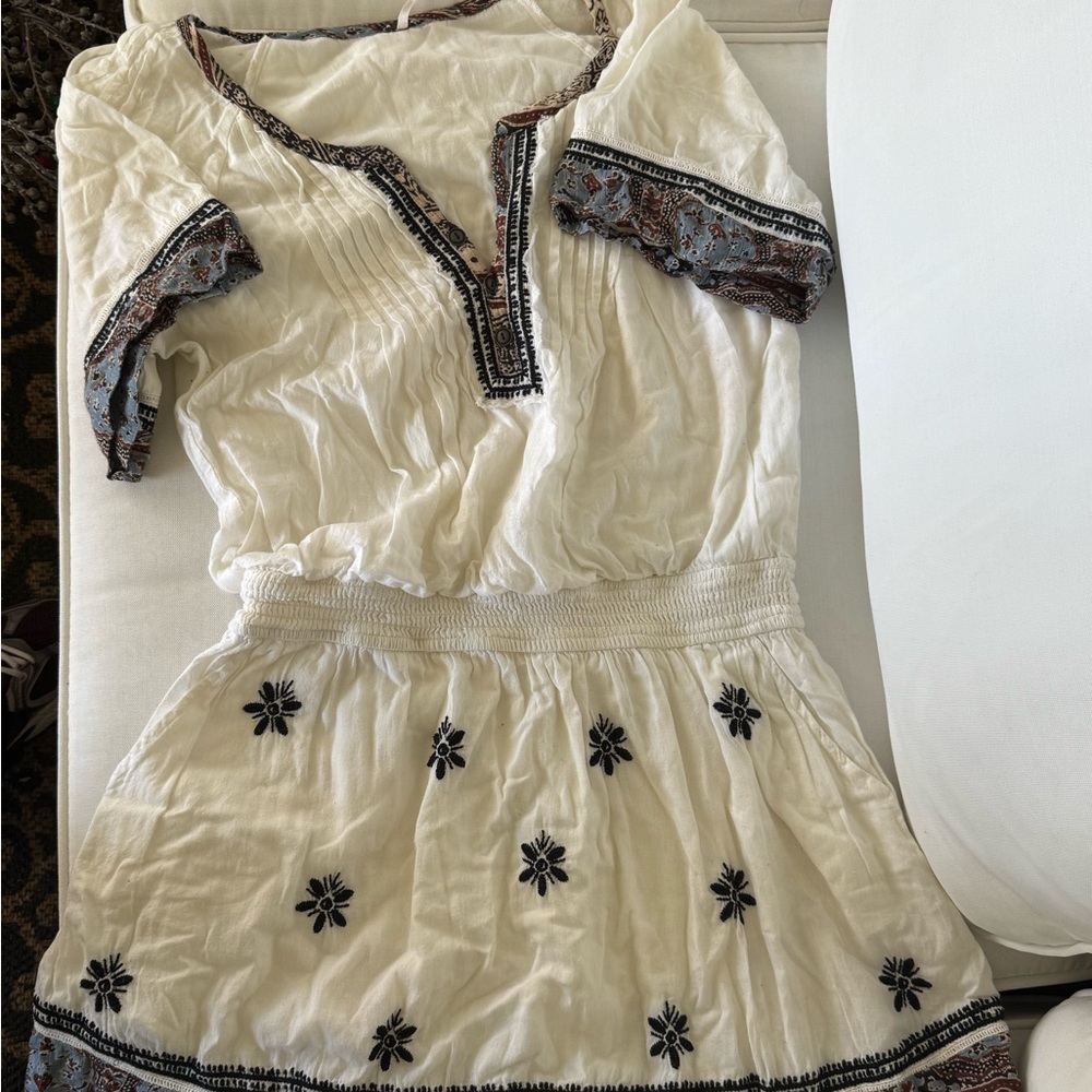 Free People Cream and Black Mini Dress